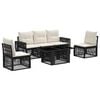 vidaXL Ensemble de canap&eacute; de jardin 6 pc Noir et blanc cr&egrave;me polyrotin