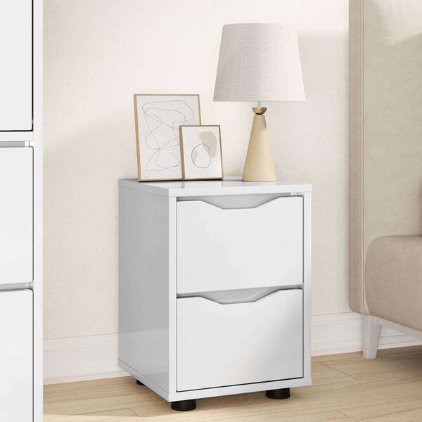 vidaXL Tables de chevet 2 pcs Blanc brillant 30,5 x 30 x 43 cm
