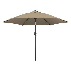 vidaXL Parasol d'ext&eacute;rieur avec LED et m&acirc;t en acier 300 cm Taupe