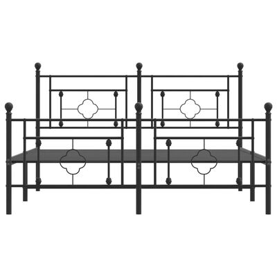 vidaXL Cadre de lit métal sans matelas avec pied de lit noir 150x200cm