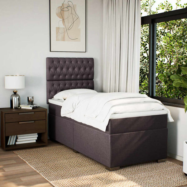vidaXL Sommier &agrave; lattes de lit avec matelas Marron fonc&eacute; 90x190 cm