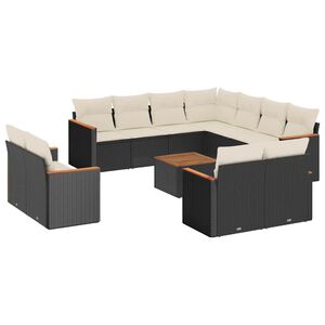 vidaXL Salon de jardin 12 pcs avec coussins noir r&eacute;sine tress&eacute;e