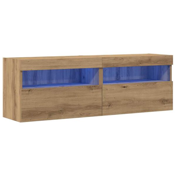 vidaXL Meuble TV mural 2 pcs ch&ecirc;ne artisanal 60 x 30 x 40 cm