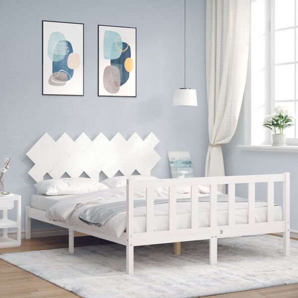 vidaXL Cadre de lit sans matelas blanc 140x200 cm bois de pin massif