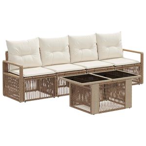 vidaXL Ensemble de canap&eacute; de jardin 5 pc Beige et blanc cr&egrave;me