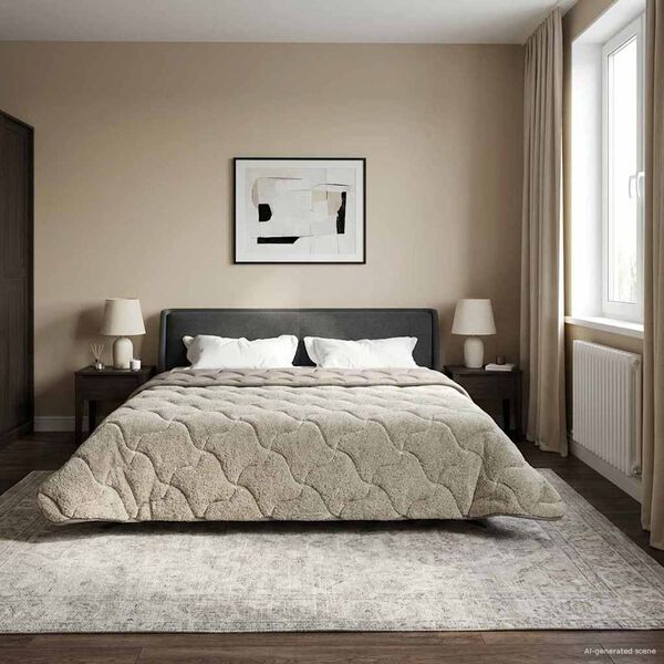 vidaXL Duvet complet toute l'ann&eacute;e Matelass&eacute; Gris clair 200 x 220 cm