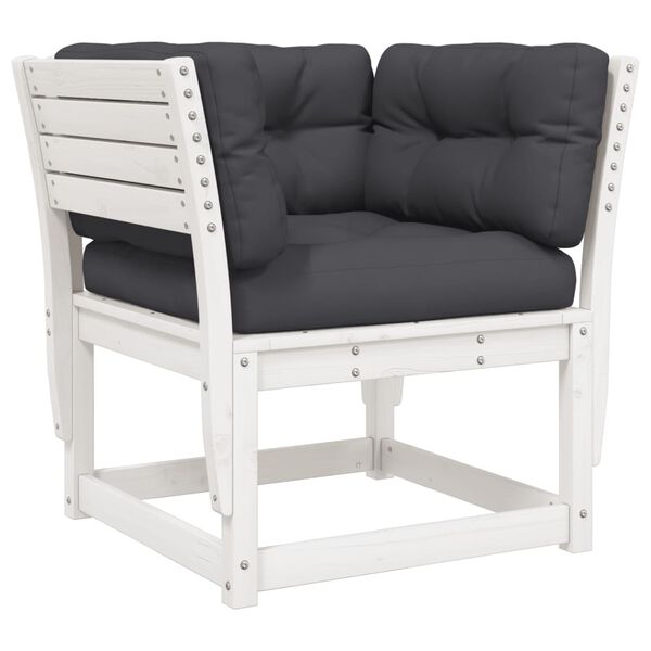 vidaXL Salon de jardin avec coussins 8 pcs blanc bois de pin massif
