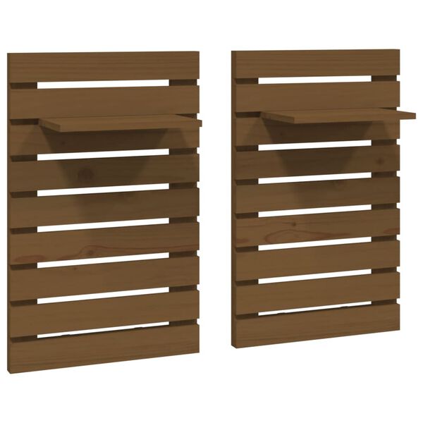 vidaXL &Eacute;tag&egrave;res de chevet murales 2 pcs Marron miel Bois de pin massif