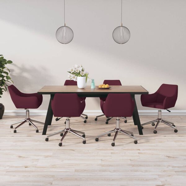 vidaXL Chaises pivotantes &agrave; manger lot de 6 violet tissu