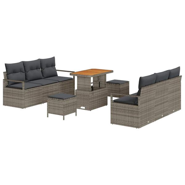 vidaXL Ensemble de canap&eacute; de jardin 9 pcs Gris Poly rotin