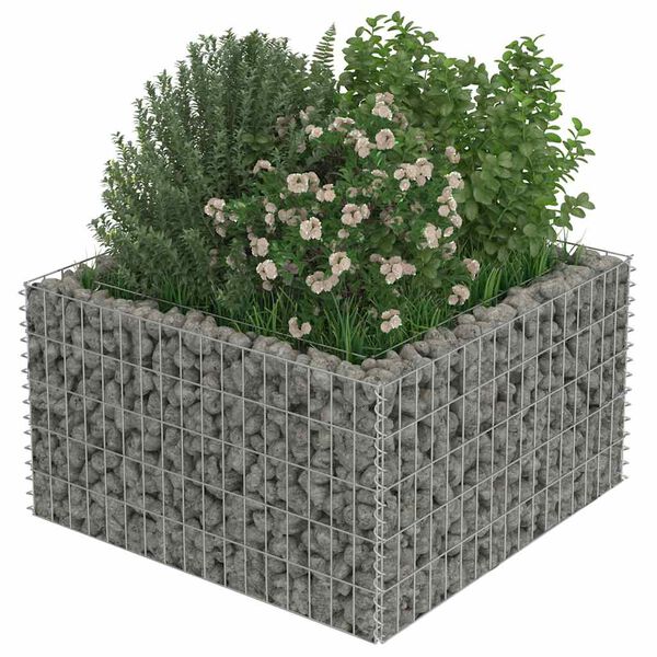 vidaXL Lit sur&eacute;lev&eacute; &agrave; gabion Acier galvanis&eacute; 90x90x50 cm