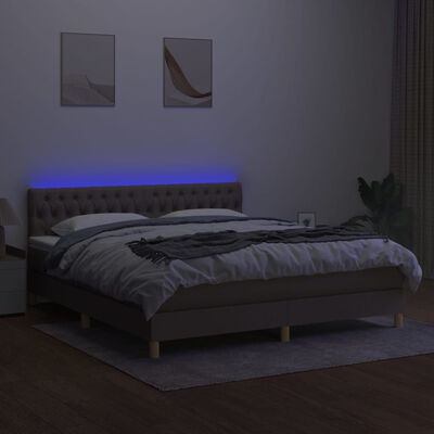 vidaXL Sommier à lattes de lit avec matelas LED Taupe 180x200 cm Tissu