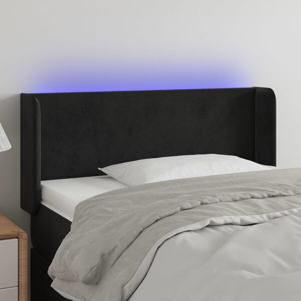 vidaXL T&ecirc;te de lit &agrave; LED Noir 93x16x78/88 cm Velours