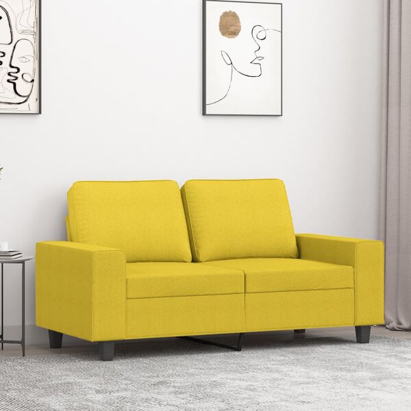 vidaXL Canap&eacute; &agrave; 2 places Jaune clair 120 cm Tissu