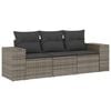vidaXL Salon de jardin avec coussins 3 pcs gris r&eacute;sine tress&eacute;e
