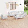 vidaXL Salon de jardin 8 pcs Bois de pin massif Blanc