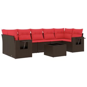 vidaXL Ensemble de canap&eacute; de jardin 8 pcs avec coussins marron