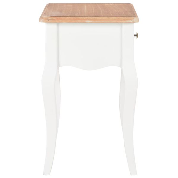 vidaXL Table de chevet Blanc et marron 40x30x50 cm Bois de pin massif