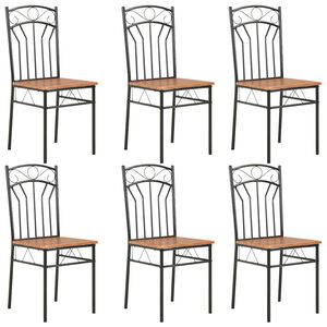 vidaXL Chaises &agrave; manger lot de 6 marron MDF