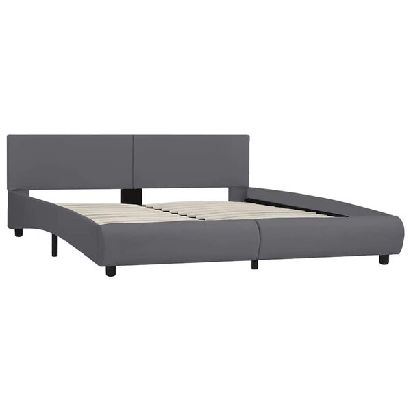 vidaXL Cadre de lit avec LED sans matelas Gris Similicuir 180x200 cm