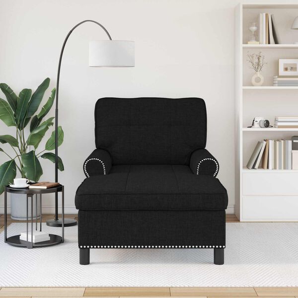 vidaXL Chaise longue avec coussin Noir 91 x 157 x 91 cm tissu