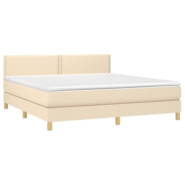 vidaXL Sommier &agrave; lattes de lit avec matelas LED Cr&egrave;me 160x200 cm Tissu