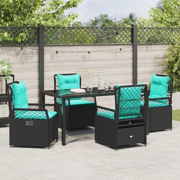vidaXL Ensemble de salle &agrave; manger pour jardin 5 pcs Noir polyrotin