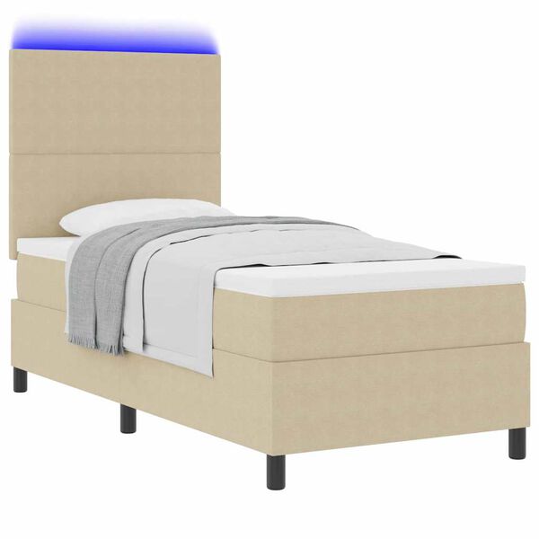 vidaXL Lit &agrave; ressort LED Gris clair et blanc 80 x 200 cm