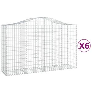 vidaXL Paniers &agrave; gabions arqu&eacute;s 6 pcs 200x50x120/140 cm Fer galvanis&eacute;