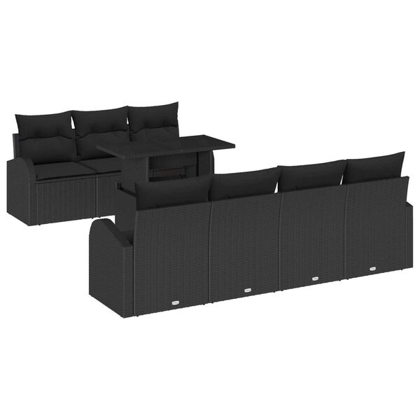 vidaXL Ensemble de canapé de jardin avec coussin 8 pcs Noir Poly rotin