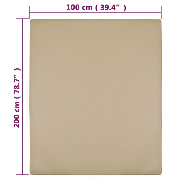 vidaXL Drap-housse Jersey Taupe 100x200 cm Coton