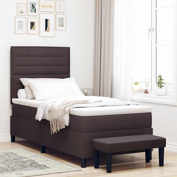 vidaXL Lit &agrave; ressorts avec matelas Marron fonc&eacute; 100 x 200 cm tissu
