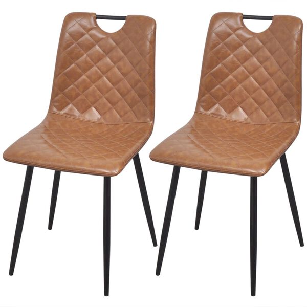 vidaXL Chaises &agrave; manger lot de 2 marron clair similicuir