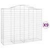 vidaXL Paniers &agrave; gabions arqu&eacute;s 9 pcs 200x50x160/180 cm Fer galvanis&eacute;