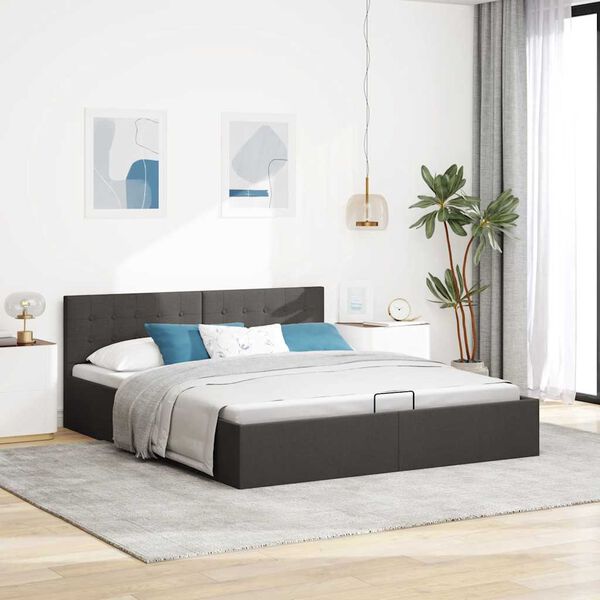 vidaXL Cadre de lit &agrave; rangement hydraulique sans matelas 160x200 cm