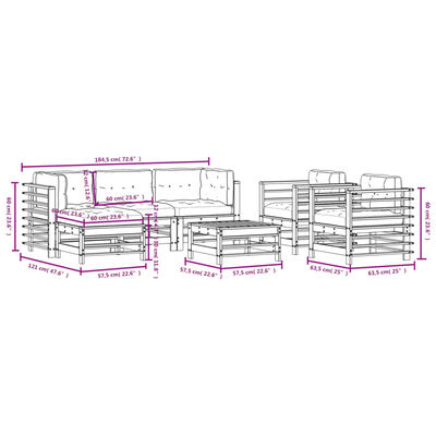 vidaXL Salon de jardin 7 pcs avec coussins bois massif douglas