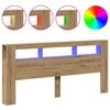 vidaXL T&ecirc;te de lit &agrave; LED ch&ecirc;ne artisanal 220x18,5x103,5 cm