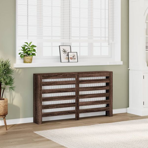 vidaXL Cache-radiateur ch&ecirc;ne marron 149x20x82 cm bois d'ing&eacute;nierie