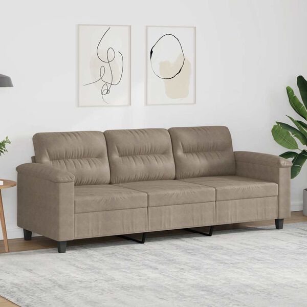 vidaXL Canap&eacute; &agrave; 3 places Taupe 180 cm Tissu microfibre