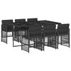 vidaXL Ensemble &agrave; manger de jardin coussins 7pcs Noir R&eacute;sine tress&eacute;e