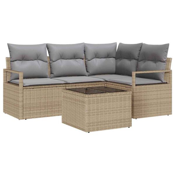 vidaXL Ensemble de Canap&eacute;s 5 pcs Beige polyrotin