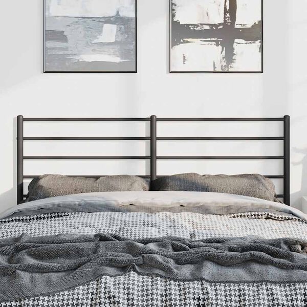 vidaXL T&ecirc;te de lit m&eacute;tal noir 135 cm