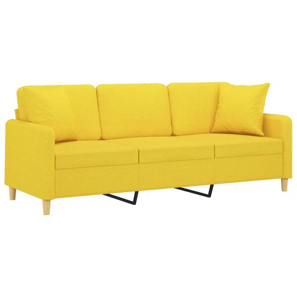 vidaXL Canap&eacute; 3 places avec oreillers jaune clair 180 cm tissu