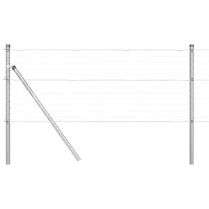 vidaXL Poteau de cl&ocirc;ture ench&acirc;ss&eacute; 7 pc Argent&eacute; Acier enduit de poudre