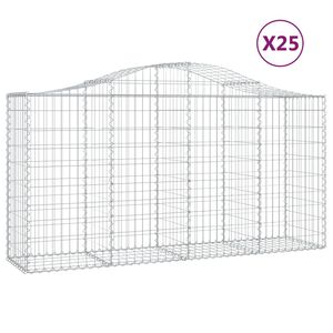 vidaXL Paniers &agrave; gabions arqu&eacute;s 25 pcs 200x50x100/120 cm fer galvanis&eacute;