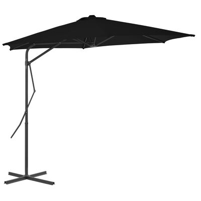 vidaXL Parasol de jardin avec mât en acier noir 300x230 cm