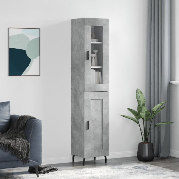 vidaXL Buffet haut Gris b&eacute;ton 34,5x34x180 cm Bois d'ing&eacute;nierie