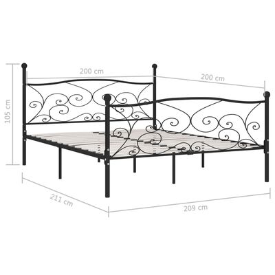 vidaXL Cadre de lit sans matelas avec sommier à lattes métal 200x200cm