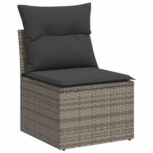 vidaXL Salon de jardin 11 pcs avec coussins gris r&eacute;sine tress&eacute;e