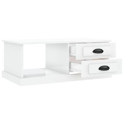 vidaXL Table basse Blanc brillant 90x50x35 cm Bois d'ingénierie
